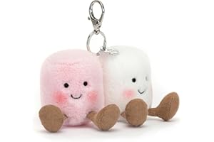 Jellycat Amuseables Pair of Marshmallows Bag Charm, 3.5 inches - Food Plush Keychain - Great Gift Idea