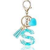 ANHBKAR Initial Letter Keychain, Butterfly Keychain Cute Resin, Initial Keychain Backpack Charms, Key chain for Women, Girls