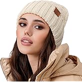 OZERO Black Beanies for Women, Knit Polar Fleece Lined Slouchy Warm Womens Hats Winter