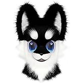 hbbhml Animal Full Head Dog Mask Fursuit Therian Plush Realistic Masks for Party Halloween Cosplay Costume Accessory