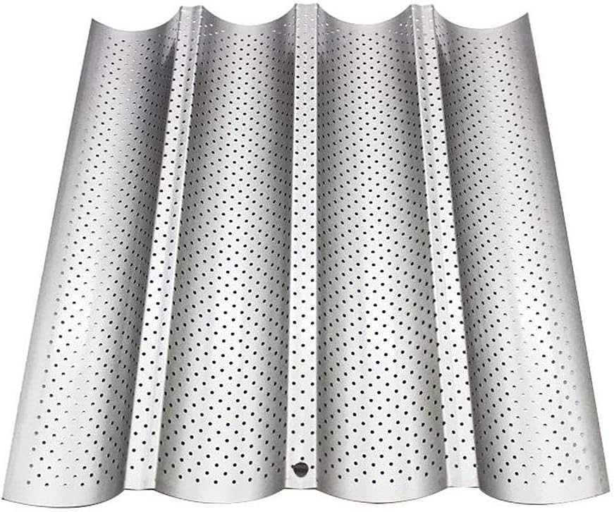 occitop Non-Stick Perforated French Bread Pan Wave Baguette Mold Baking Tools (L