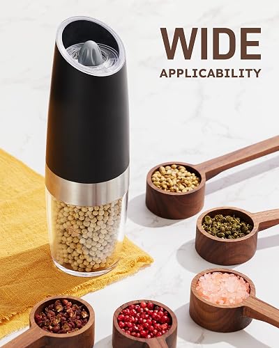 Gravity Electric Pepper & Salt Grinder Set - Automatic One-Hand Operated With LED Light & Adjustable Coarseness - View #4