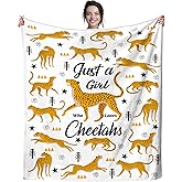Cheetah Blanket Plush Gifts Just A Girl Who Loves Cheetah Blankets Ultra Soft Cozy Flannel Throw Blankets Bedding for Kids Girls Adults Women Gifts 50" x40