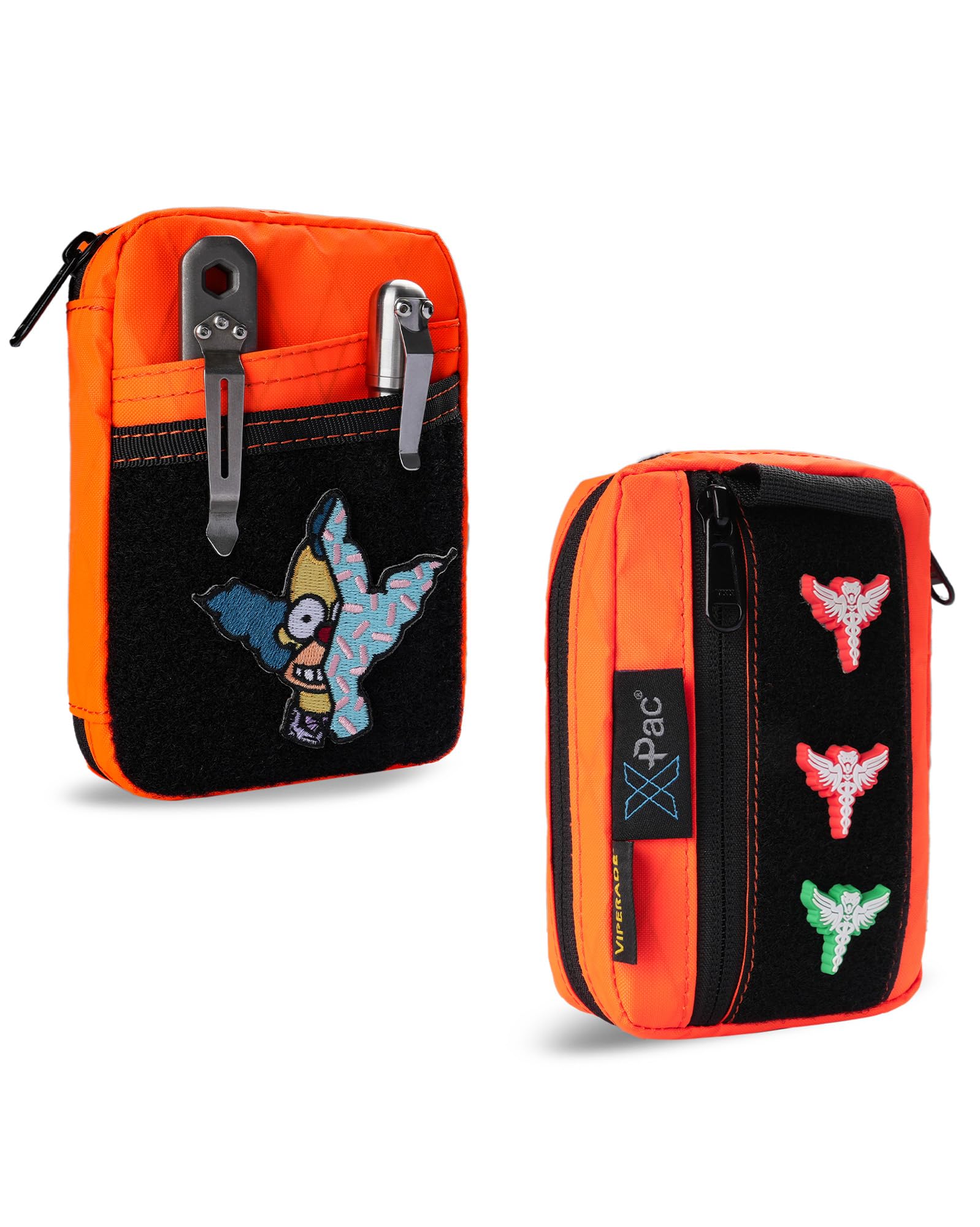 VIPERADE VE26 EDC Pouch Organiser with 11 Compartments, Small Tool Pouch with DIY Patches Area, Micro EDC Pocket Organiser for Mutitools