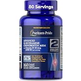 Puritan's Pride Advanced Glucosamine Chondroitin MSM with Vitamin D3 50mcg | Dietary Supplement for Joint Health, 80 Servings, 160 Coated Tablets
