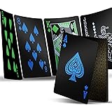 2 Decks Playing Cards, Premium Plastic Waterproof Black Playing Poker Cards Professional Luxury Deck of Cards for Adults