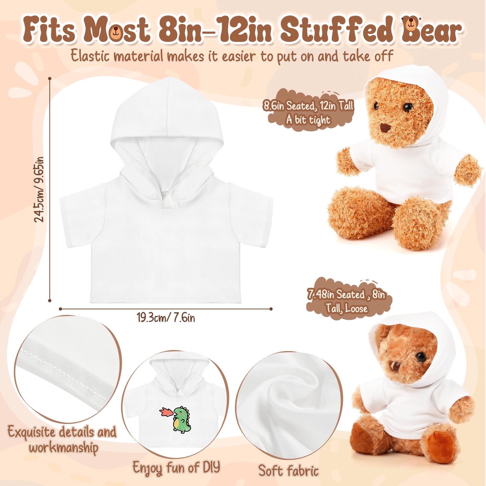 Condition photo showing As Is for litherr s 12 pcs 8-12 inch stffed bear shirt hoodies bulk blank plush animal doll clothes tshirt for