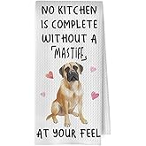 XIVENHAVM Funny Mastiff Kitchen Towels - Mastiff Gifts Decorative Waffle Dish Towels, Dog Hand Towel, Dog Mom Gifts Tea Towel, 16x24 Inch