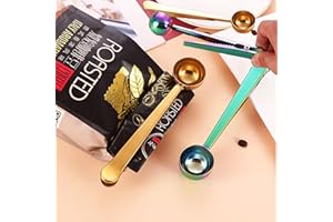 Food Sealing Clip Scoop Stainless Steel Coffee Measuring Spoon - 7.1"L x 1.2"W，Rosegold