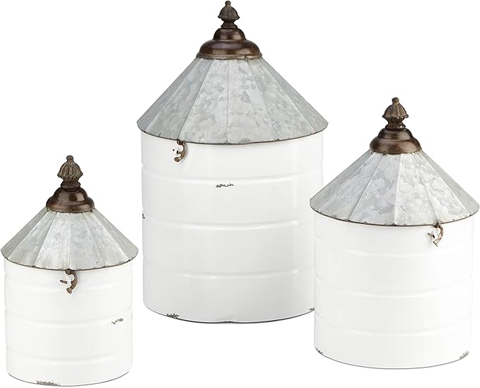 White Decorative Containers (Set of 3) Grey Traditional
