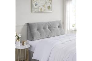 Sweet Home Collection Headboard Pillow Queen - Bed Wedge Pillow for Headboard - Large & Versatile Triangle Cushion Reading Support Pillow, Queen - 59", Gray