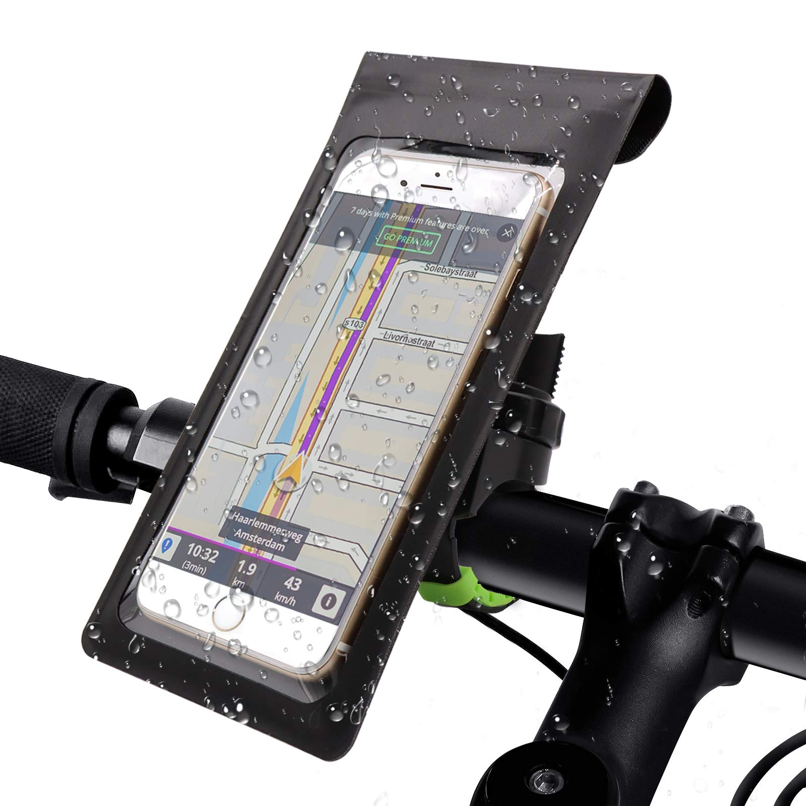 shoplease Bike Phone Mount Waterproof, Bicycle Frame Bag Phone Holder Cycling Handlebar Bag Phone Holder Bag for Bike with 360° Rotation for Any Smartphone up to 6.5