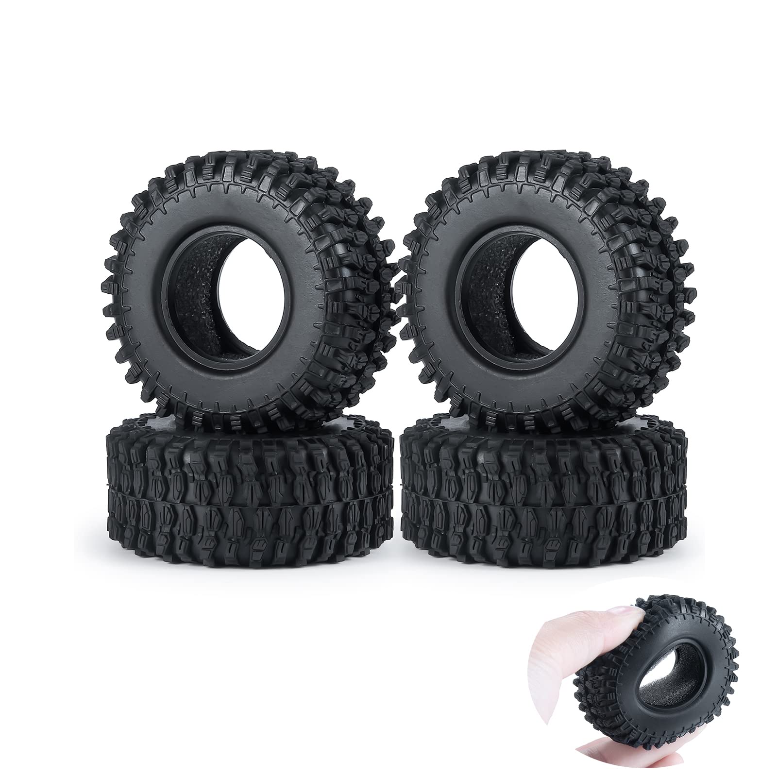 AXspeed 1.0inch Wheel Tyres, 4pcs Rubber Tiresfor 1:24 Axial SCX24 Deadbolt AXI00001 C10 AXI00002 AXI00006 Tires Upgrade (54mm)