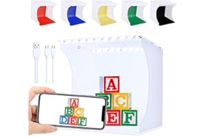 SLOW DOLPHIN Portable Photo Studio Box for Jewellery and Small Items Portable Folding Photography Studio Box Booth Shooting Tent Kit（2x20 LED Lights 6 Colors Backdrops