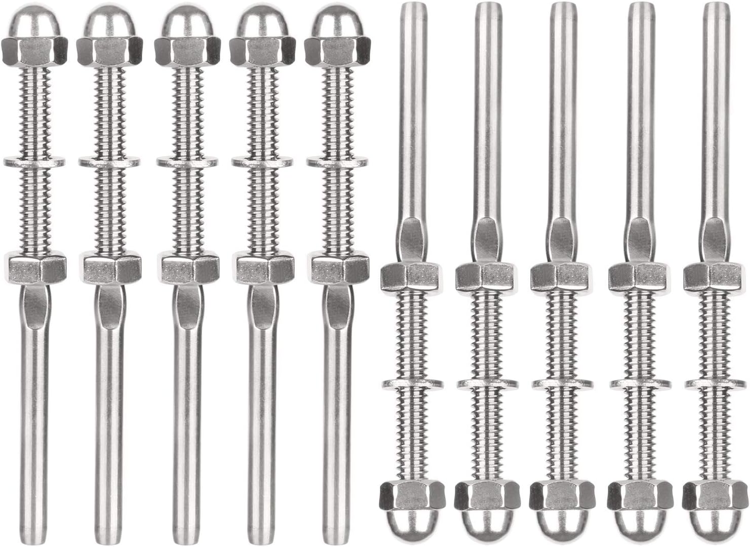 1/4" Threaded Stud End Fitting Package for 3/16" Cable Deck Railing Hand Swage Stainless Steel Type 316 Marine Grade by Shemonico Pack of 20