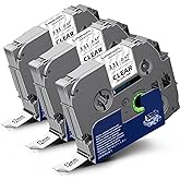 Labelwell TZe TZ Tape 12mm 0.47 Inch Laminated Clear Compatible with Brother P Touch Label Tape TZe-131 TZe131 for Ptouch PT-H110 D200 D210 D220 D400 D600 D610BT PTD220 Label Maker, Black on Clear