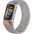 surundo Compatible with Fitbit Charge 6/Charge 5 Bands for Wmen Men, Metal Mesh Milanese Loop Adjustable Strap Replacement for Fitbit Charge 6/Charge 5 Advanced Fitness & Health Trackers