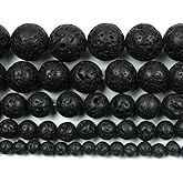 Cynbpm Natural Gemstone Round Spacer Loose Beads Lava Stone Volcanic Rock for Jewelry Making Bracelet Necklace15" 1 Strand 8mm