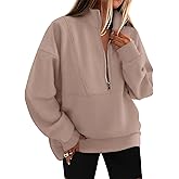 KIRUNDO Sweatshirt for Women 2026 Fall Half Zip Pullover Oversized Fleece Mock Neck Hoodies Fashion Outfits Winter Clothing