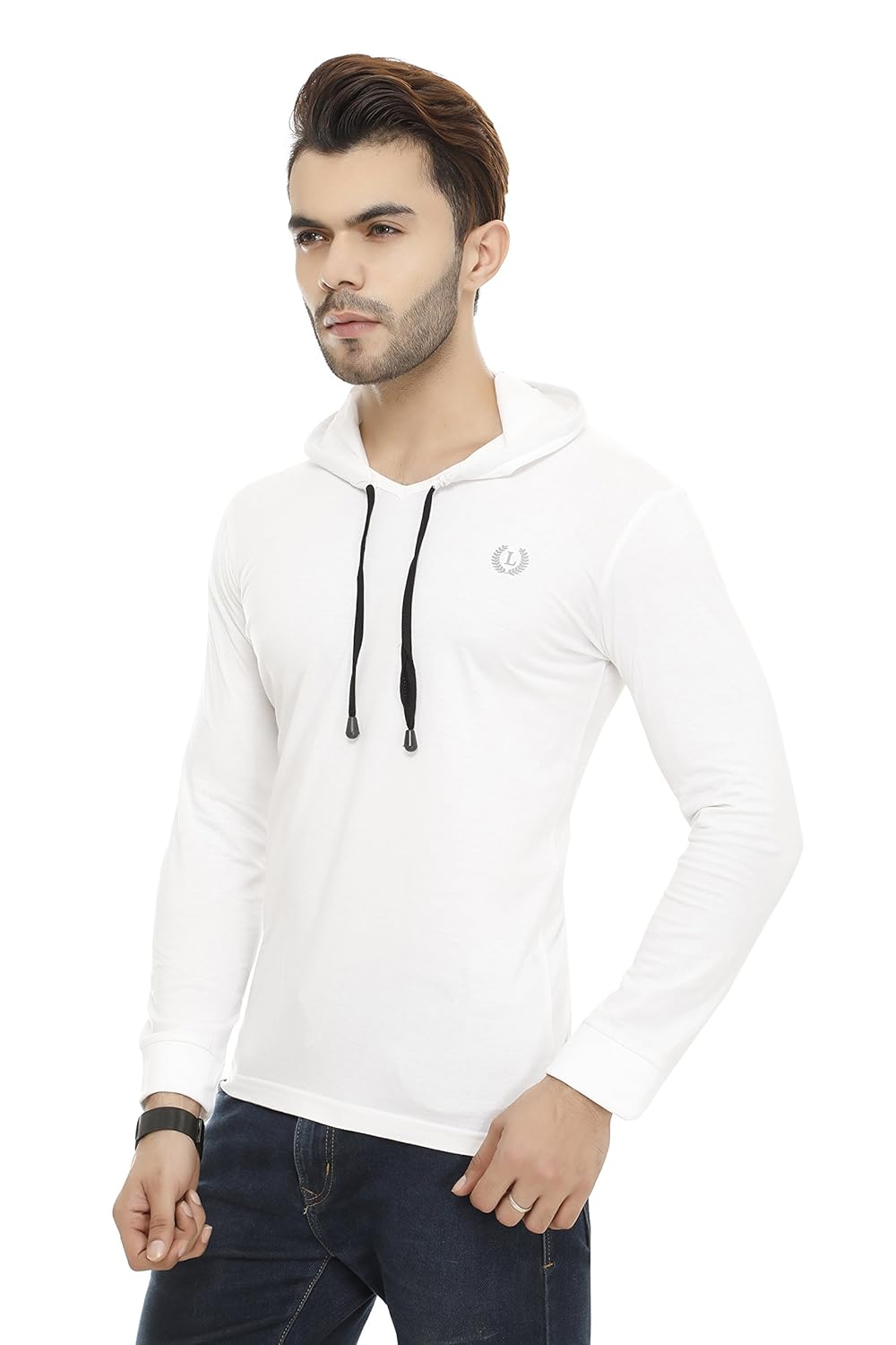 lee marts men's cotton hooded full sleeves t-shirt