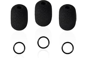 3pcs Mini Microphone Foam Cover for Bose, Black Headset Mic Foam Cover with Rubber Rings for Bose Aviation X A10 A20 A30 Head