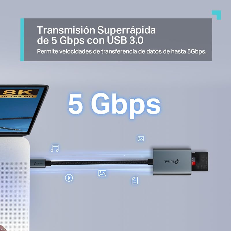 UA440C Leitor de cartão USB Tipo-C para SD, Plug and Play, transferência de dados 3 × mais rápida, suporta cartões de memória até 2TB, compatível com Mac, Windows, iPadOS, iOS, Android