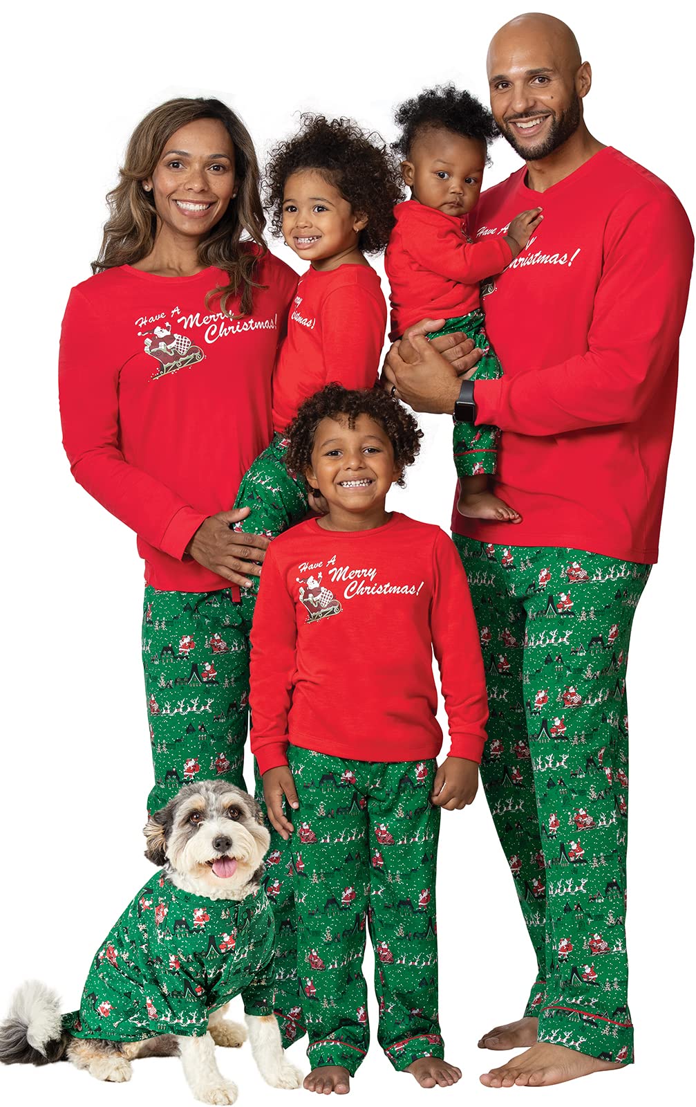 PajamaGram Toddler Family Christmas PJs Matching Sets, Red & Green, 4T Image