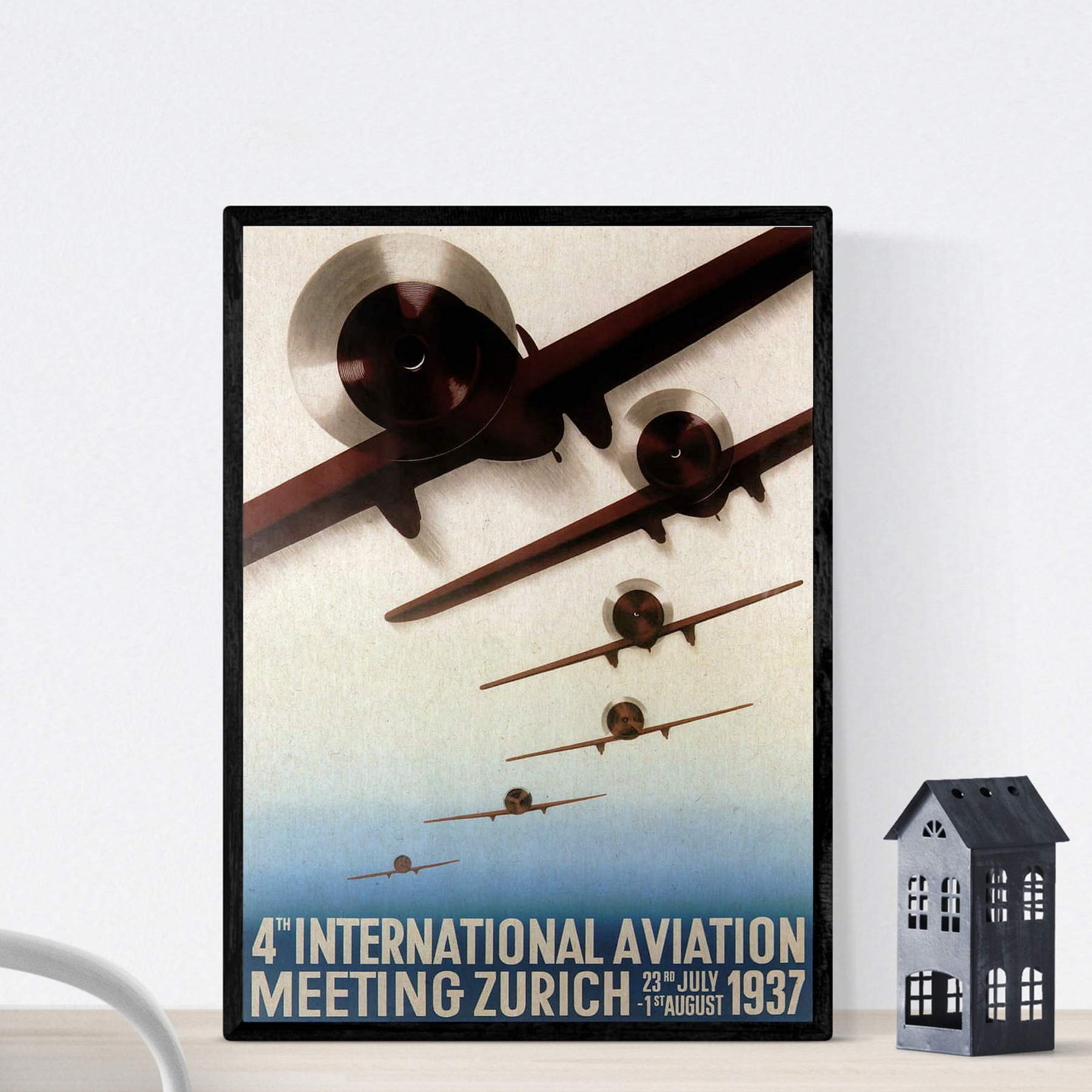 Nacnic Vintage Poster Vintage poster Aviacion. Meeting international aviation. A3 size
