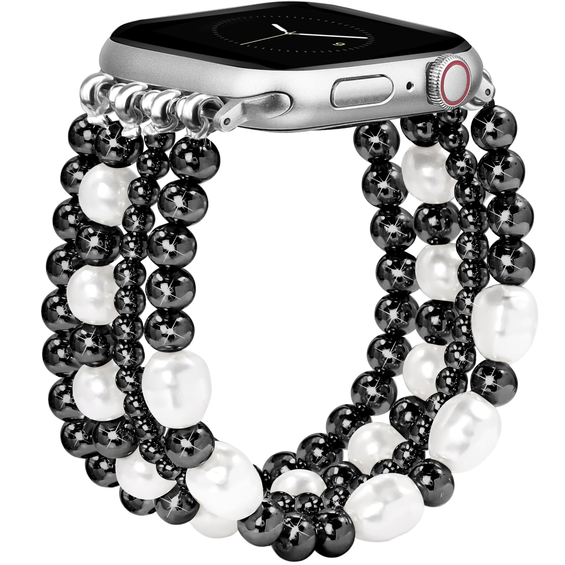 Photo 1 of JR.DM Beaded Bracelet Women Compatible with Apple Watch Bands 46/45/44/42/41/40/38mm Dressy Fancy Fashion Cute Stretchy Elastic Jewelry Strap Replacement for iWatch Series 10/9/8/SE/7/6/5/4/3/2/1