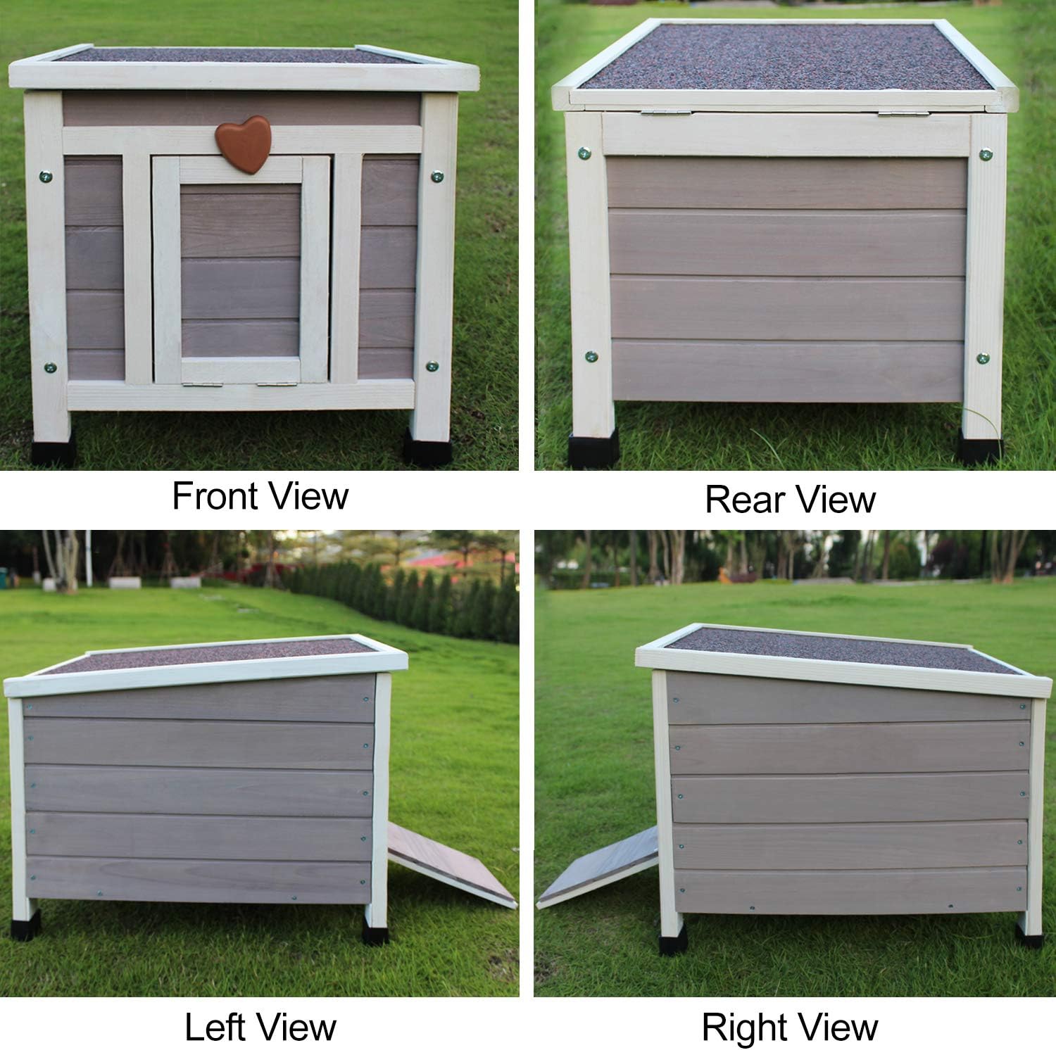 HiCaptain Cat Shelter Outdoor Rabbit Hutch Weatherproof Wooden Small Animal House: Pet Supplies