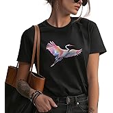 domirica Cute Shirts for Women Solid 100% Cotton Graphic Short Sleeve Crewneck Loose Fit Hippie Soft Comfy Casual Tees
