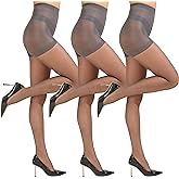 Paralinda 3 Pairs Women's 20D Pantyhose with Control Top and Reinforced Toes