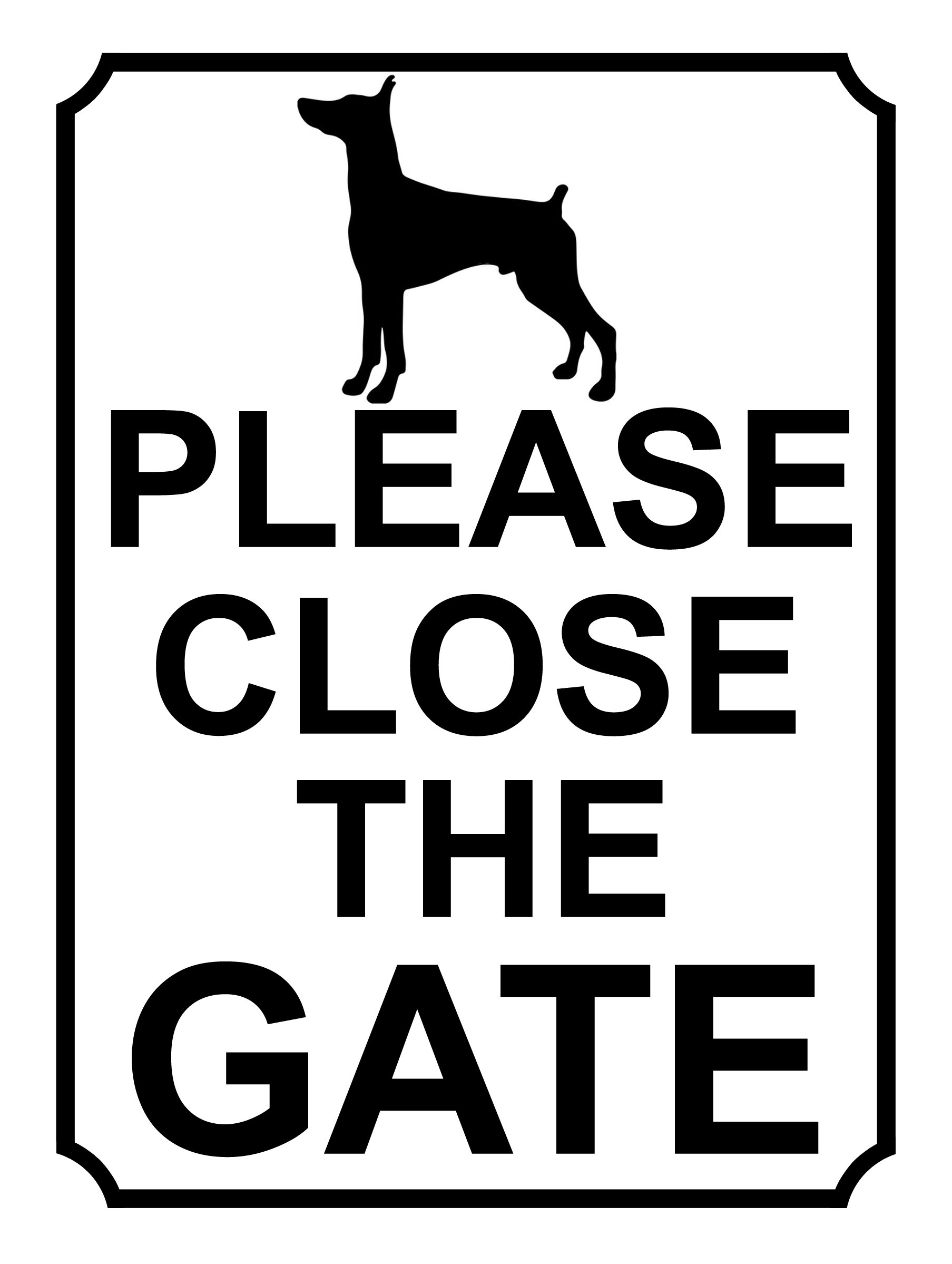 SHAWPRINT PLEASE CLOSE THE GATE DOG THEME METAL SIGN 267MM X 200MM (364H1L) LARGE 10" X 8"