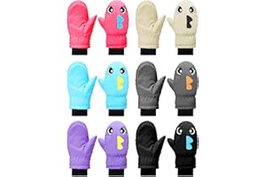 SATINIOR 6 Pairs Kids Waterproof Mittens Bulk Toddler Snow Gloves Winter Ski Mittens for 1-12 Years Girls Boys