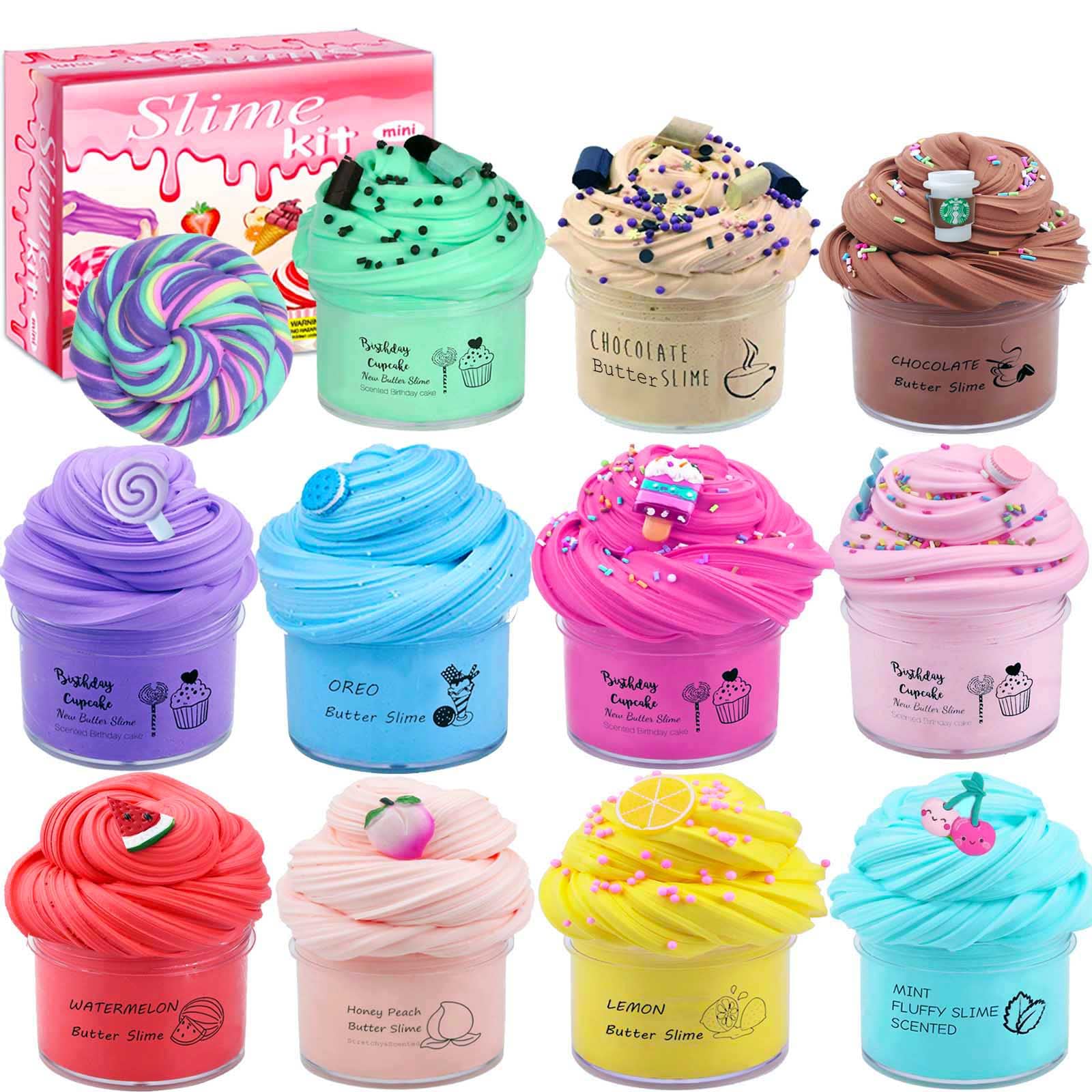 Butter Slime Kit for Girls and Boys 11pack with Scent,Stretchy and Non-Sticky,Stress Relief Fidget Toy,Birthday Gift and Party Favors Easter Basket Stuffers Christmas Party Supplies