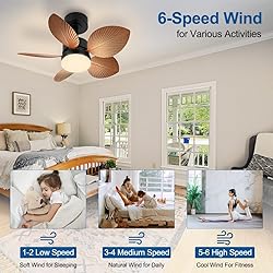 DAKASON Tropical Ceiling Fan with LED Light and 5