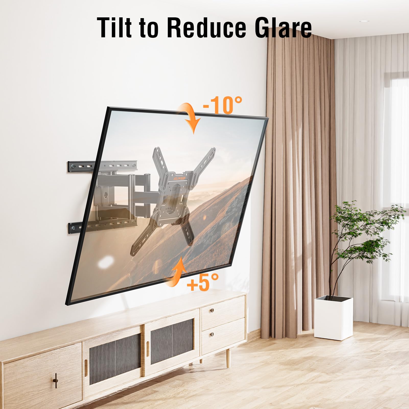 ELIVED Ultra Slim TV Wall Mount for Most 26-60 Inch tvs, Low Profile TV Mount, Full Moiton Wall Mount Bracket Swivel and Tilt, Max VESA 400x400mm, Holds up to 88 lbs. Fits 16