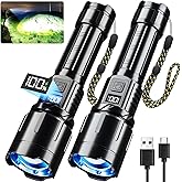 DSOCU Flashlight Rechargeable 990000 High Lumens, 2 Pack Super Bright Flash Light, 6 Modes Zoomable Lampe with LCD Digital Di