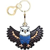 Leather Keychain Holder Case Compatible with AirTag,Cute Protective Cover with Keyring,Anti-Scratch Finder GPS Tracker Case for Wallet Keys,Bag,Pets(Owl Blue)