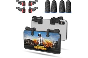 Mobile Game Trigger, Mobile Gaming Controller Compatible with PUBGG/Fortnitee/Call of Duty Mobile, IFYOO Z108 Aim & Fire Triggers for iPhone and Android Phone, 2 Pair with 2 pcs Finger Sleeves