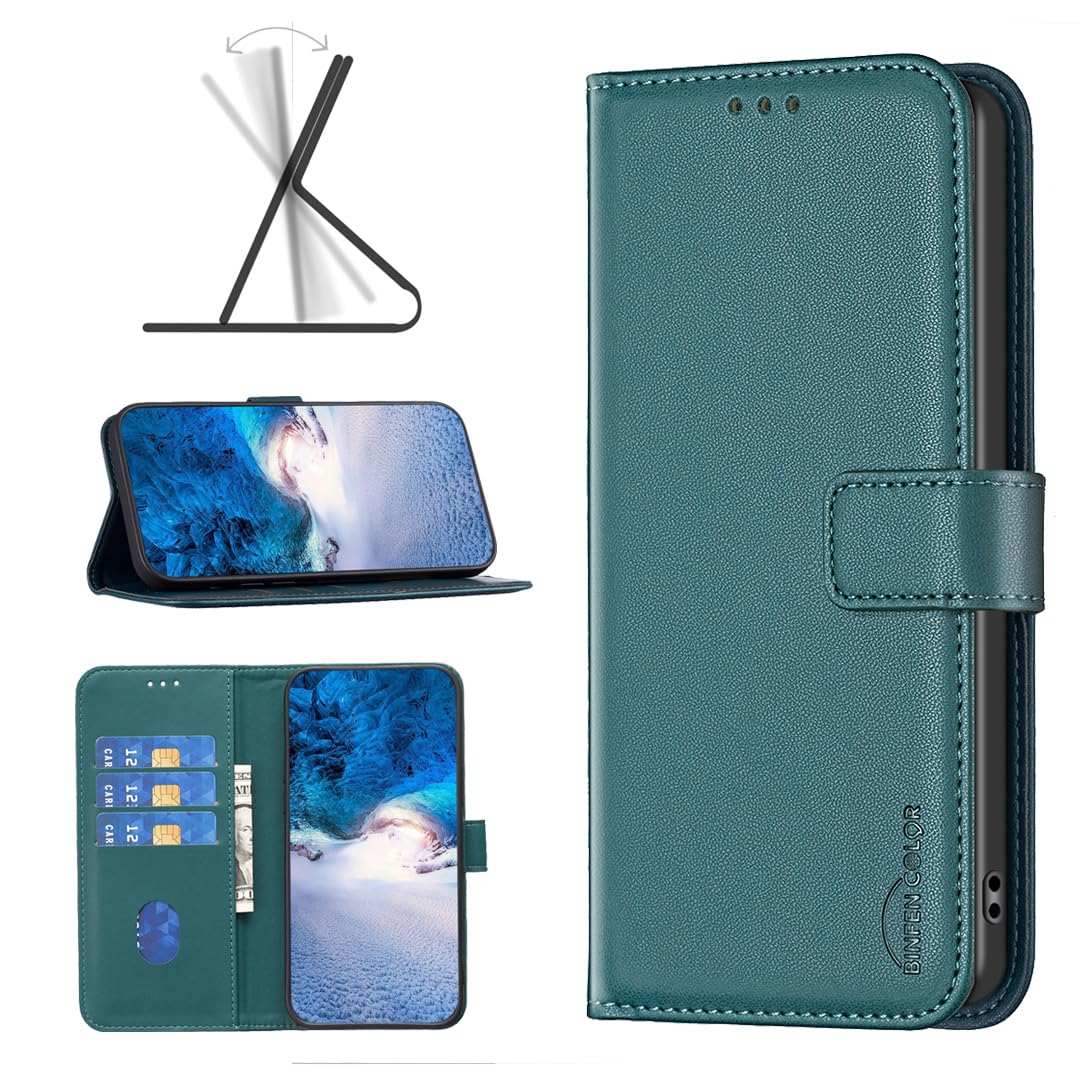 Unichthy For Sony Xperia 1 VI (2024) Case Geniune Leather Shockproof Flip Wallet Folio Official Phone Case Magnetic Closure Stand Card Slots Bumper Protective Cover for Sony Xperia 1 VI (2024) Green