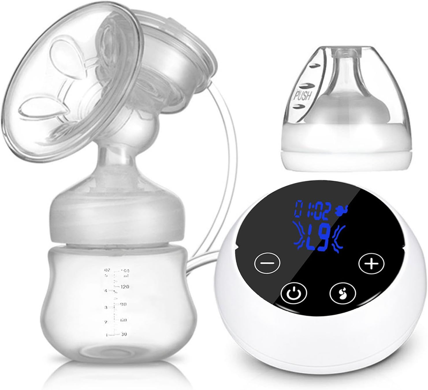 Raicy Electric Breast Pump, Pumping Breast Milk, Comfort Breastfeeding Portable Single Baby Breast Pump for Travel with HD LED Display