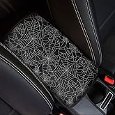 Dreaweet Stylish Spider Web Printed Black Car Center Console Armrest Cushion Cover Pad Soft Car Armrest Seat Box Cover Protector Auto Car Interior Accessories Decor