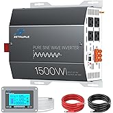 1500W Pure Sine Wave Inverter 12V DC to 120V AC Converter with LCD Remote | 3000W Peak,4AC Outlets, USB &amp; Type-C Port,Clean Power for Truck, RVs, Camping, Off Grid Systems, and Backup Applications