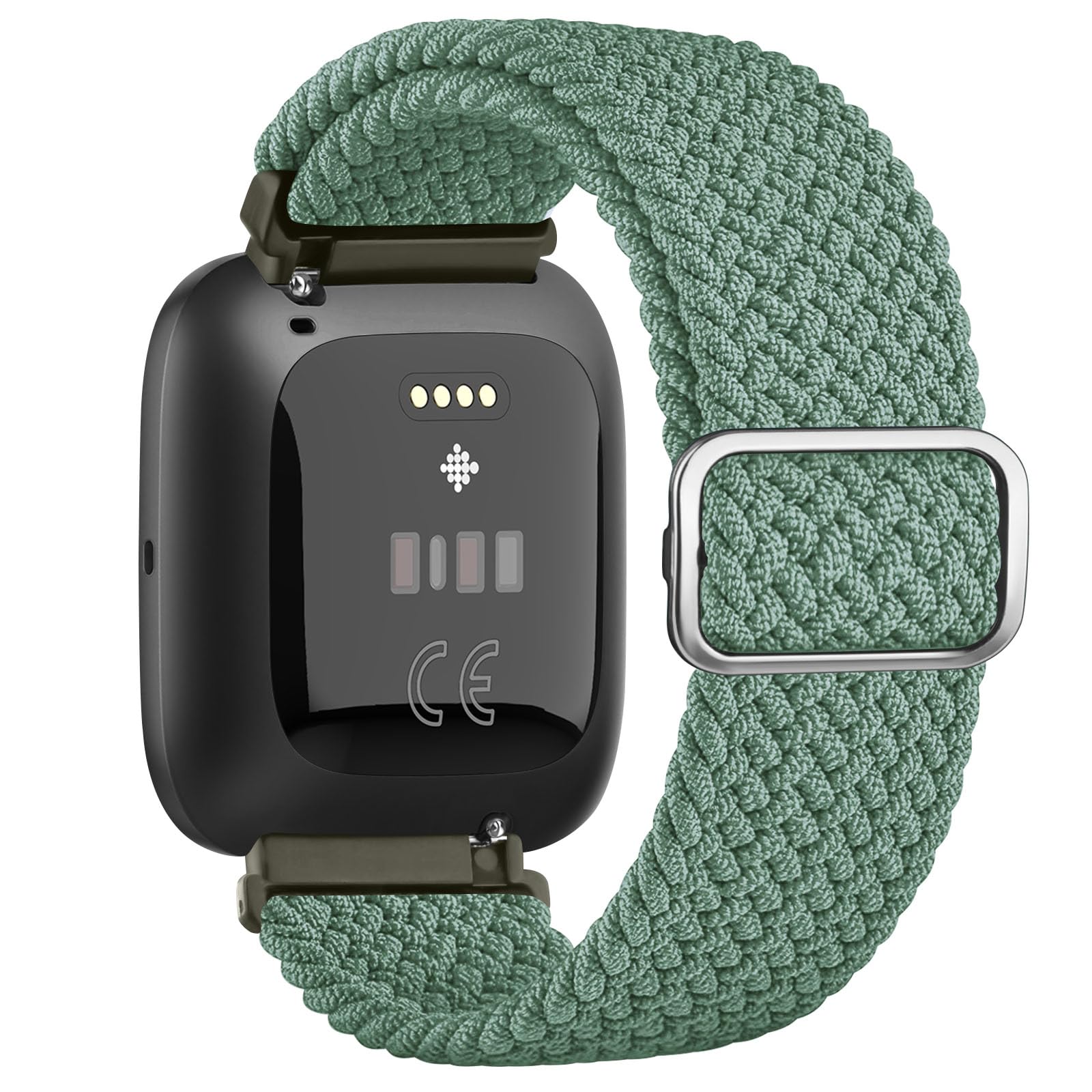 Braided Stretchy Straps Compatible with Fitbit Versa 2 Straps for Women Men, Soft Stretchy Adjustable Nylon Breathable Sport Strap for Fitbit Versa 2/Versa/Versa Lite/SE Smartwatch (Light Green) — image 1
