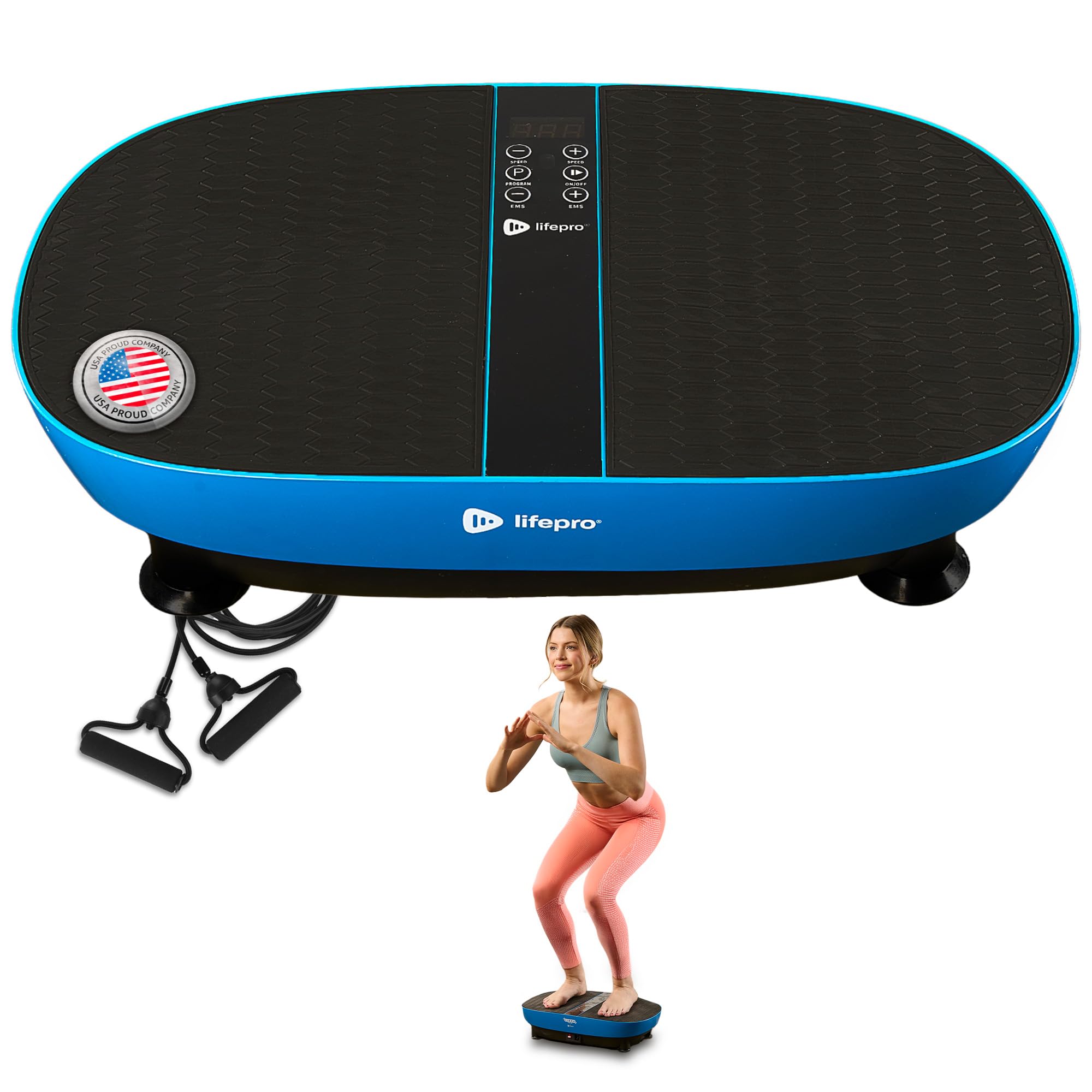 Lifepro Vibration Plate with Built-in Footpad Pulse Technology – Whole Body Vibrating Plate Exercise Machine for Muscle Toning and Comfort – 99 Speeds, 9 Programs, Remote, Bands, Max Weight 265 lbs Image