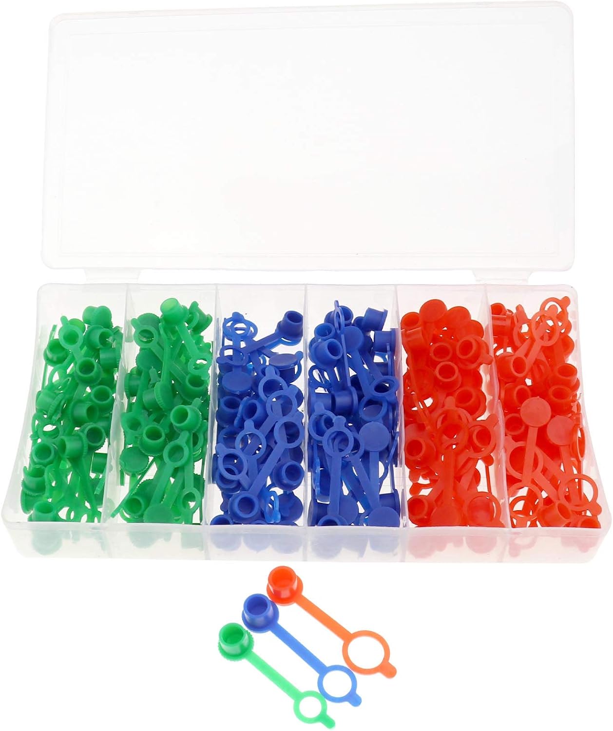 YINETTECH 180pcs 3 Colors Red Green Blue Grease Nipple Cap Cover Assortment Set including Transparent Plastic Box