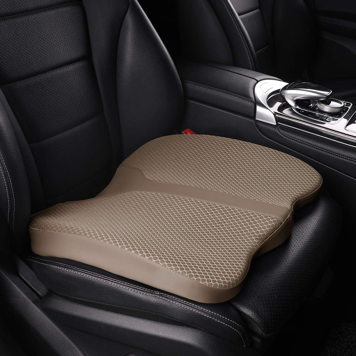 Photo 1 of LARROUS Comfort Memory Foam Seat Cushion for Car Seat Driver, Tailbone (Coccyx) Pain Relief Pad for Driving, Office Chair (Beige)