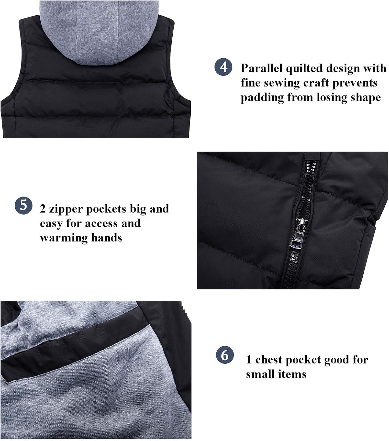 ZSHOW Women's Winter Padded Vest Removable Hooded Outwear Jacket: Clothing
