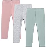 Toddler Organic Cotton Girls Leggings Casual Basic Leggings Full Length Bottom Solid Color 3 Pack